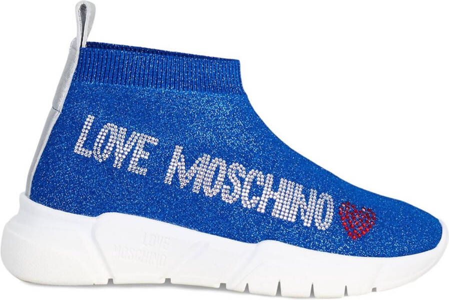 Love Moschino Sock Runner Low Glitter Blue