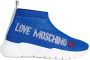 Love Moschino Sock Runner Low Glitter Blue - Thumbnail 3