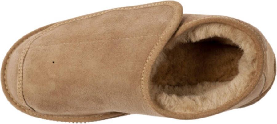 LuLu sloffen LuLu- Leren Schapenvacht Pantoffels Sloffen voor Dames & Heren- Ruime instap met Klittenband sluiting Stevige Harde zool