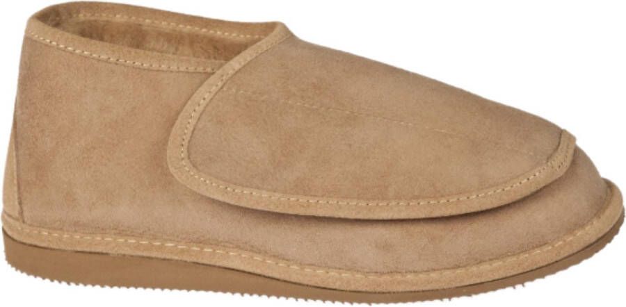 LuLu sloffen LuLu- Leren Schapenvacht Pantoffels Sloffen voor Dames & Heren- Ruime instap met Klittenband sluiting Stevige Harde zool