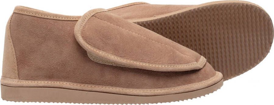 LuLu sloffen LuLu- Leren Schapenvacht Pantoffels Sloffen voor Dames & Heren- Ruime instap met Klittenband sluiting Stevige Harde zool