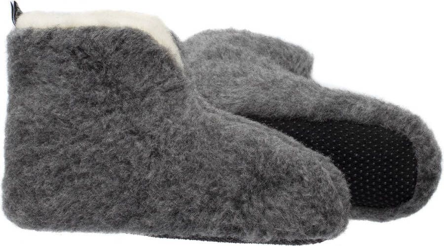 LuLu wonen LuLu- Grijze wollen Sloffen Pantoffels met antislip zool Enkelhoog Dames en Heren