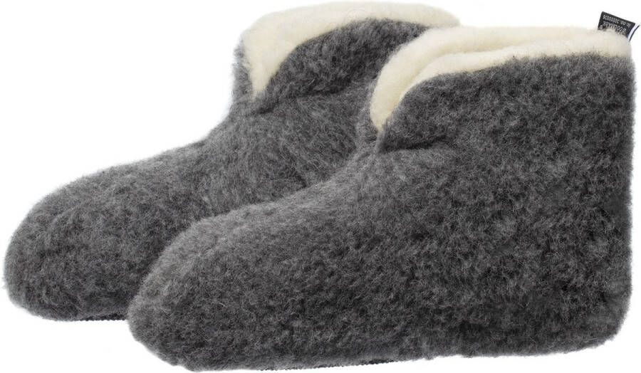 LuLu wonen LuLu- Grijze wollen Sloffen Pantoffels met antislip zool Enkelhoog Dames en Heren