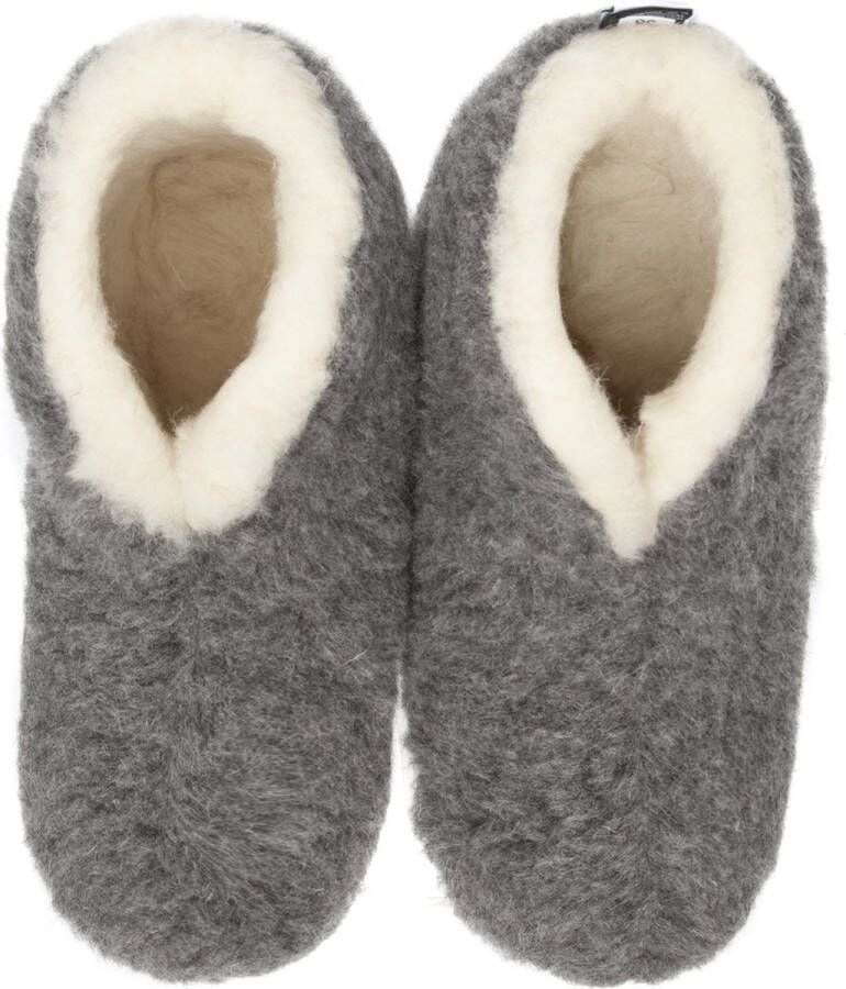 LuLu wonen LuLu- Grijze wollen Sloffen Pantoffels met antislip zool Enkelhoog Dames en Heren