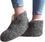 LuLu wonen LuLu- Grijze wollen Sloffen Pantoffels met antislip zool enkelhoog en - Thumbnail 8