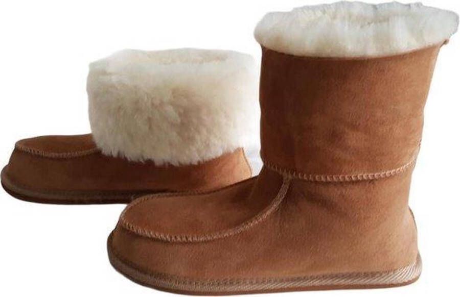 LuLu wonen LuLu- Hoge Leren sloffen pantoffels met rubberen zool gevoerd met Schapenvacht