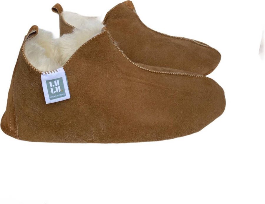 LuLu wonen LuLu- Leren sloffen pantoffels gevoerd met Schapenvacht