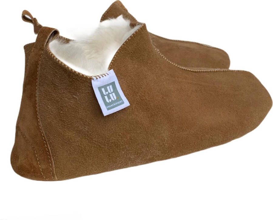 LuLu wonen LuLu- Leren sloffen pantoffels gevoerd met Schapenvacht