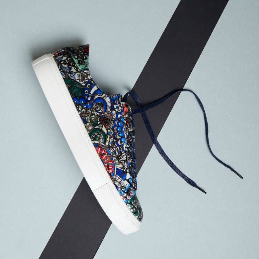 Lureaux Blanc Mystery Sneaker Kleurrijke Schoenen Voor Heren Veterschoenen Met Print