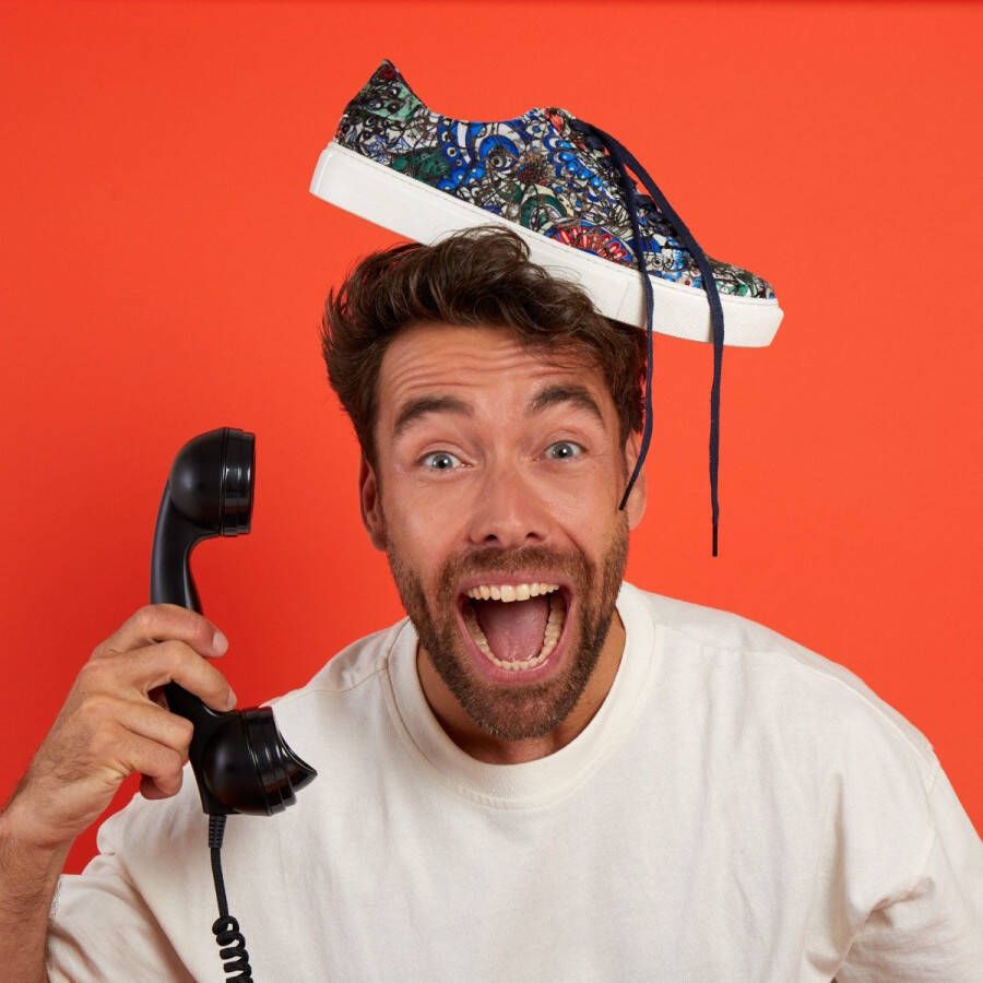 Lureaux Blanc Mystery Sneaker Kleurrijke Schoenen Voor Heren Veterschoenen Met Print