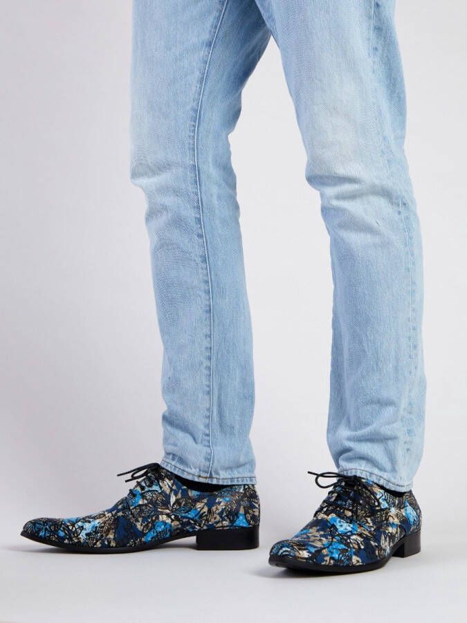 Lureaux Blue Miracle Kleurrijke Schoenen Voor Heren Veterschoenen Met Print