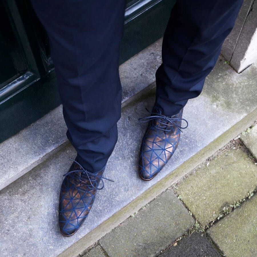 Lureaux Bronzi Triangle Kleurrijke Schoenen Voor Heren Veterschoenen Met Print