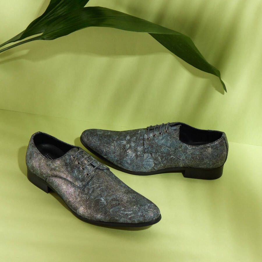 Lureaux Gray Secret Kleurrijke Schoenen Voor Heren Veterschoenen Met Print