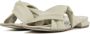 Mace Slippers Dames Sandalen Instappers Damesschoenen Leer Blokhak M1118 Gebroken wit - Thumbnail 3