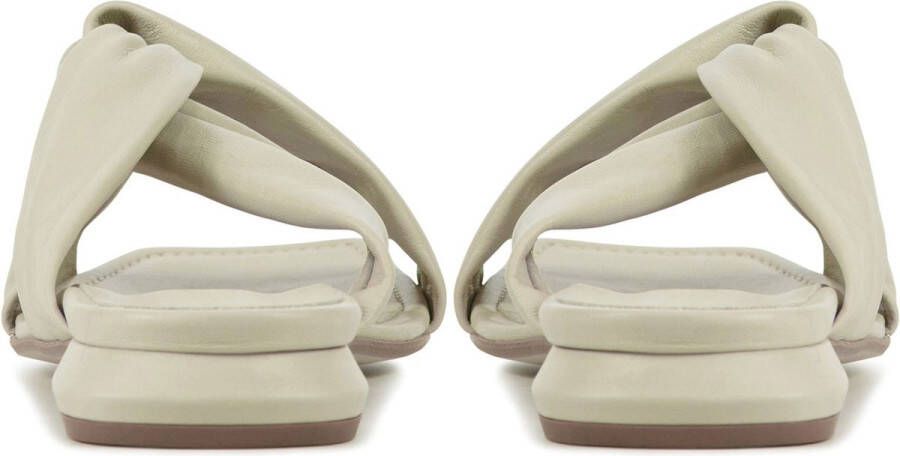 Mace Slippers Dames Sandalen Instappers Damesschoenen Leer Blokhak M1118 Gebroken wit