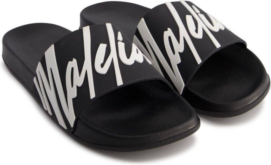 Malelions Signature Slippers Heren Zwart Wit