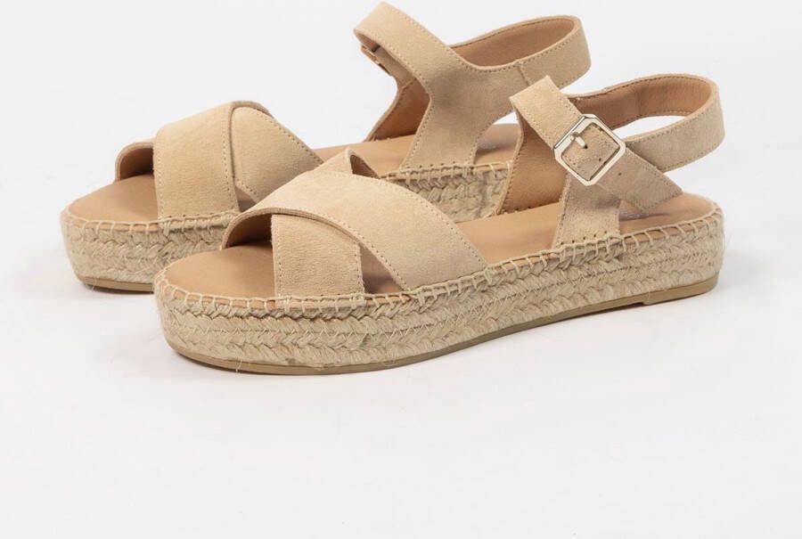 Manfield Dames Beige sandalen met suède banden