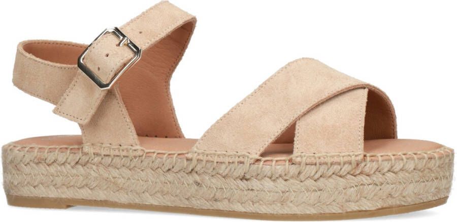 Manfield Dames Beige sandalen met suède banden - Foto 4