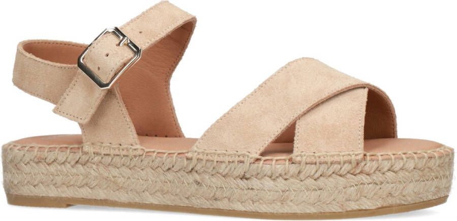 Manfield Dames Beige sandalen met suède banden