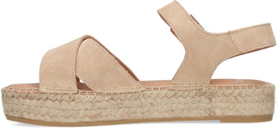 Manfield Dames Beige sandalen met suède banden