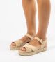 Manfield Dames Beige sandalen met suède banden - Thumbnail 8