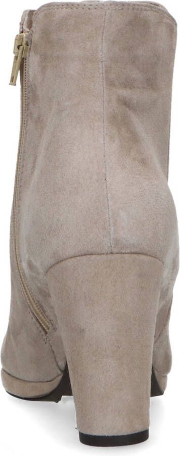 Manfield Dames Beige suède enkellaarsjes met hak
