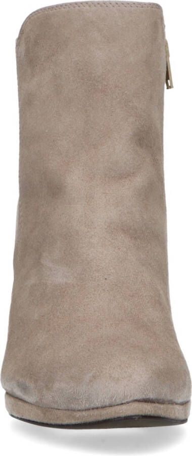 Manfield Dames Beige suède enkellaarsjes met hak