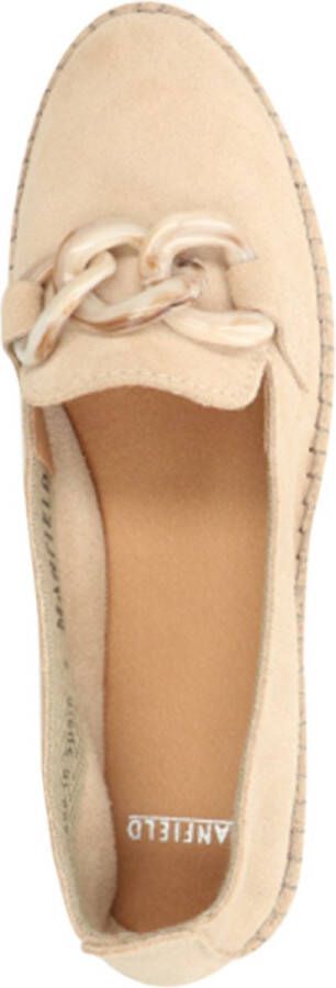 Manfield Dames Beige suède espadrilles met chain