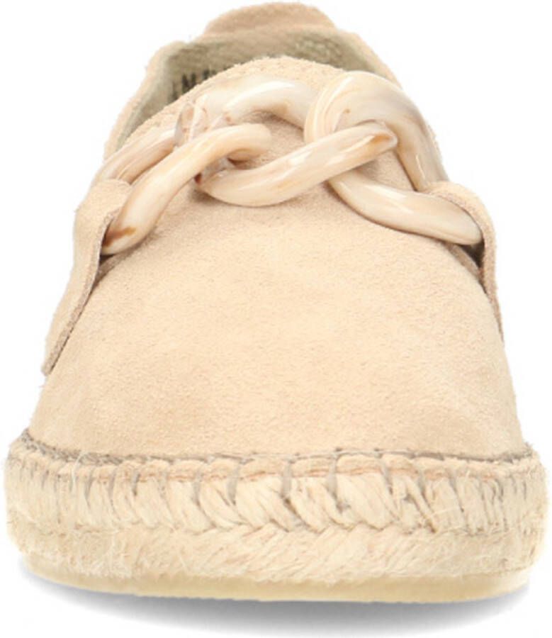 Manfield Dames Beige suède espadrilles met chain