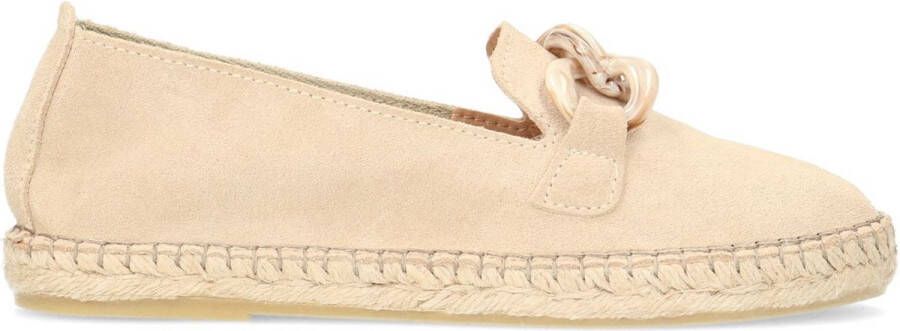 Manfield Dames Beige suède espadrilles met chain