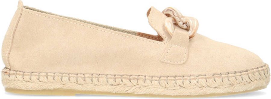 Manfield Dames Beige suède espadrilles met chain
