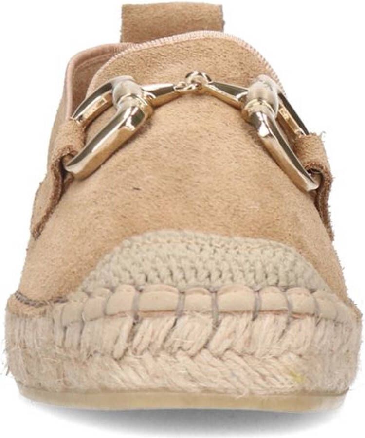 Manfield Dames Beige suède espadrilles met goudkleurig detail