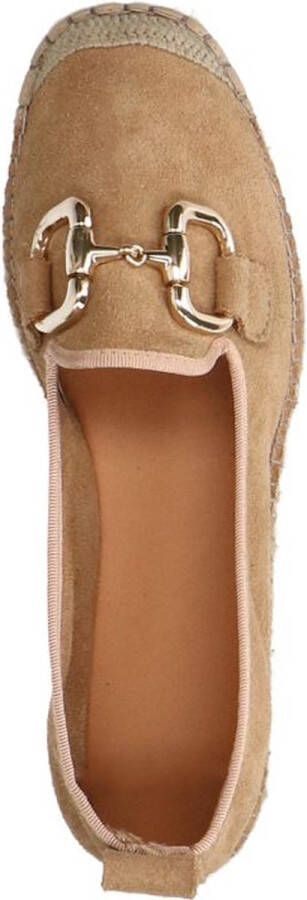 Manfield Dames Beige suède espadrilles met goudkleurig detail