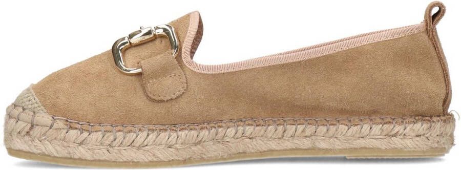 Manfield Dames Beige suède espadrilles met goudkleurig detail