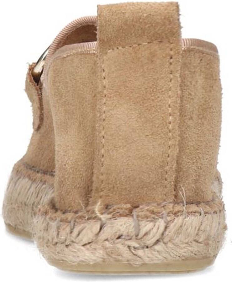 Manfield Dames Beige suède espadrilles met goudkleurig detail