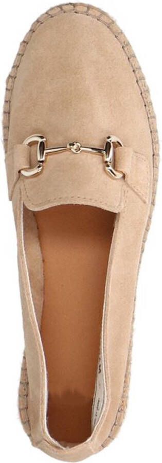 Manfield Dames Beige suède espadrilles met goudkleurig detail