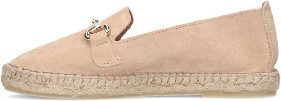 Manfield Dames Beige suède espadrilles met goudkleurig detail