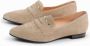 Manfield Dames Beige suède loafers met goudkleurige studs - Thumbnail 6