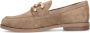 Manfield Dames Beige suède loafers met vierkanten chain - Thumbnail 5