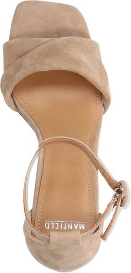 Manfield Dames Beige suède sandalen met hak - Foto 5