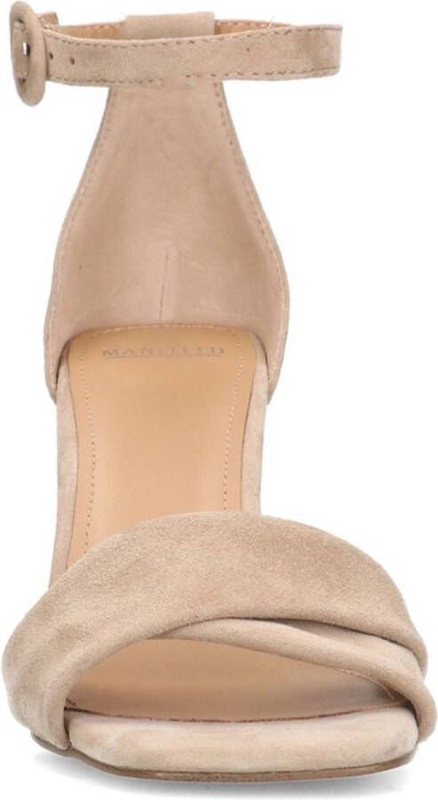 Manfield Dames Beige suède sandalen met hak - Foto 6
