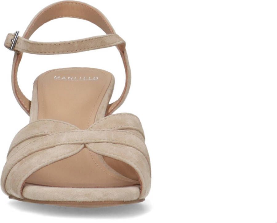 Manfield Dames Beige suède sandalen met hak