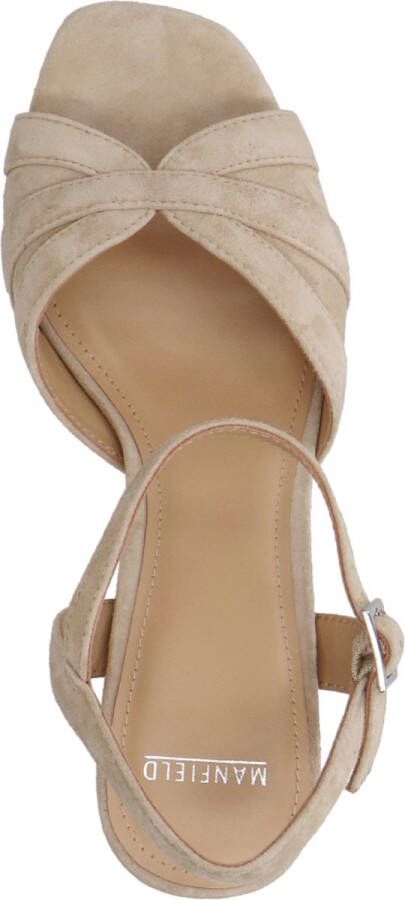 Manfield Dames Beige suède sandalen met hak