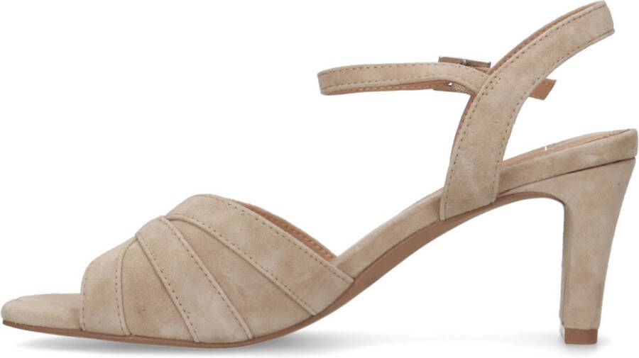 Manfield Dames Beige suède sandalen met hak