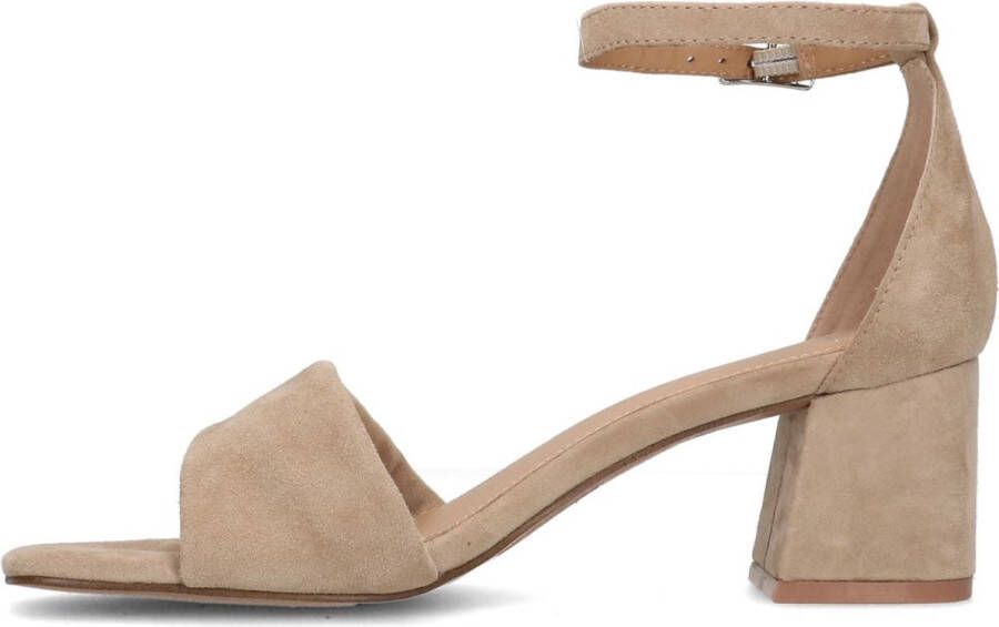 Manfield Dames Beige suède sandalen met hak