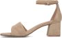 Manfield Dames Beige suède sandalen met hak - Thumbnail 6