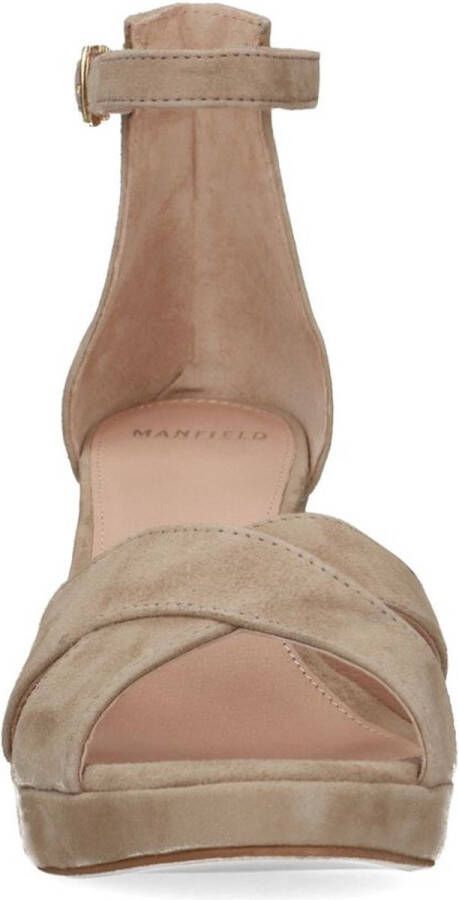 Manfield Dames Beige suède sandalen met hak - Foto 3
