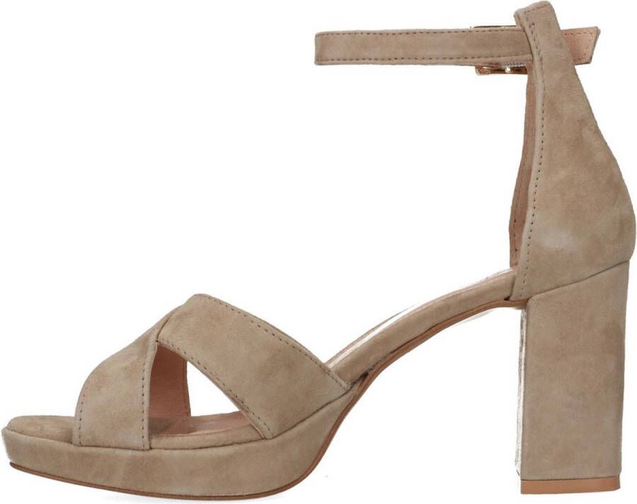 Manfield Dames Beige suède sandalen met hak - Foto 4