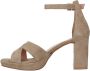 Manfield Dames Beige suède sandalen met hak - Thumbnail 4