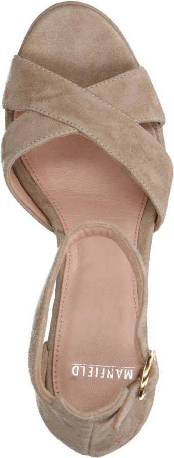 Manfield Dames Beige suède sandalen met hak - Foto 5